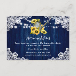 Hochzeitshotel Navy Blauer Sonnenblume Unterkunft Begleitkarte