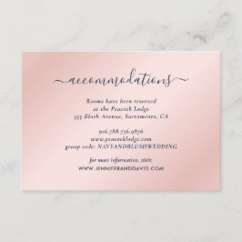 Hochzeitshotel Navy Blue and Blush Begleitkarte