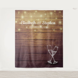 Hochzeitshütte mit Foto-Kellerhintergrund Champagn Wandteppich