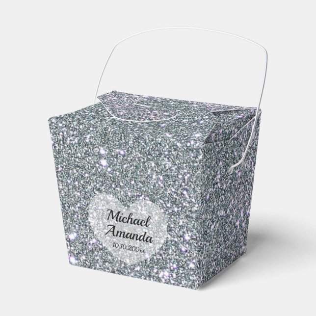 Hochzeitsilber-Glitzer Personalisiert Geschenkschachtel (Vorderseite)