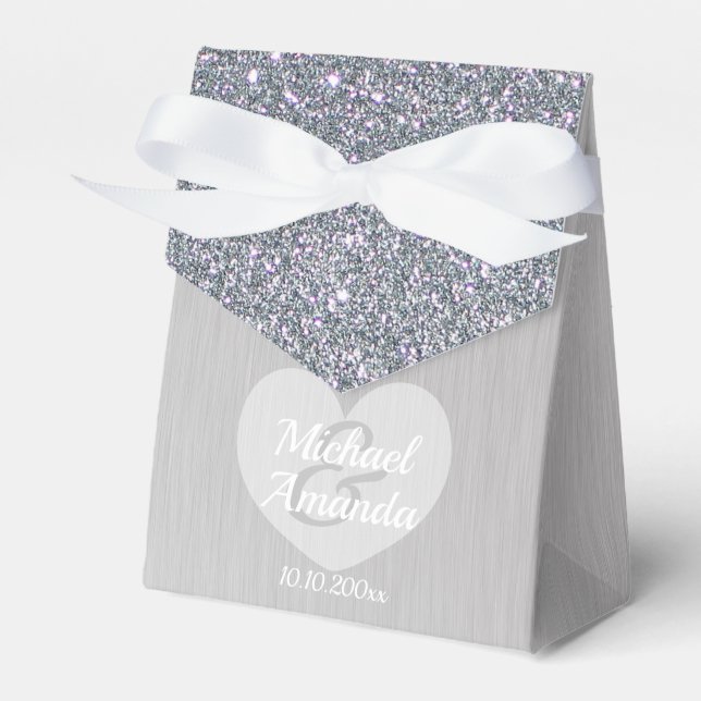 Hochzeitsilber-Glitzer Personalisiert Geschenkschachtel (Vorderseite)