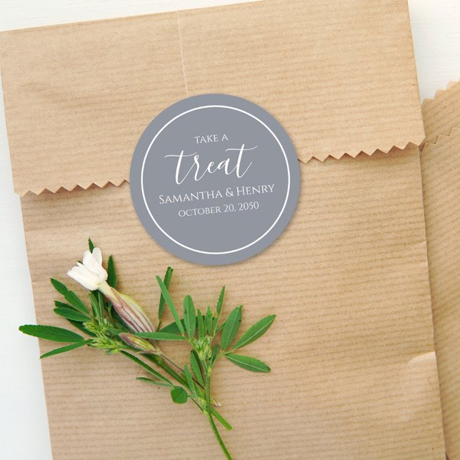 Hochzeitsimples Dusty Blue Calligraphy Script-Leck Runder Aufkleber (Von Creator hochgeladen)