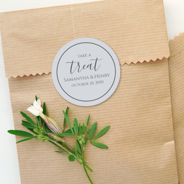 Hochzeitsimples Light Blue Calligraphy Script-Leck Runder Aufkleber (Von Creator hochgeladen)