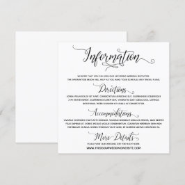 Hochzeitsinformationen Elegante Script-Abschlusska Einladung