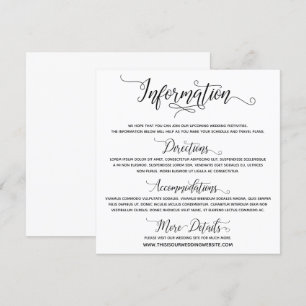 Hochzeitsinformationen Elegante Script-Abschlusska Einladung