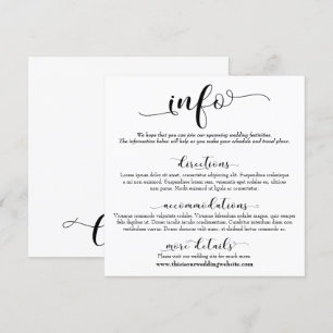 Hochzeitsinformationen Elegante Script-Abschlusska Einladung