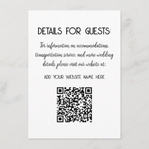 Hochzeitsinformationen Gäste QR Code Elegant MInim Begleitkarte