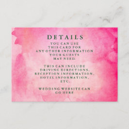 Hochzeitsinformationen über moderne Wasserfarben Begleitkarte