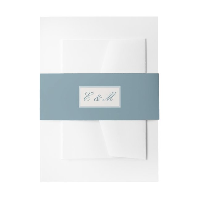 Hochzeitsinitialen auf Blauer Einladung Bauchband Einladungsbanderole (Vorderseite Beispiel)