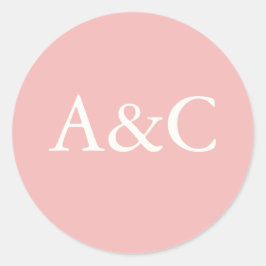 Hochzeitsinitialen Cream und Pink Runder Aufkleber
