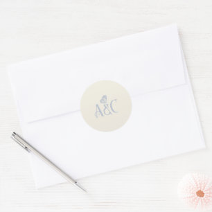 Hochzeitsinitialen mit Schmetterlingscreme und Bla Runder Aufkleber