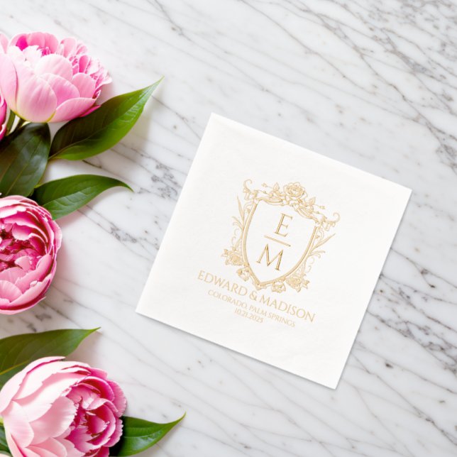 Hochzeitsinitialen & Vintage Hochzeit Blumengebäck Servietten Mit Folie (Insitu (Hochzeit))