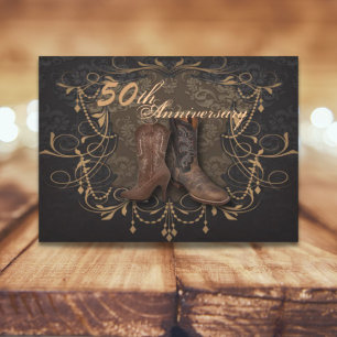 Hochzeitsjahrestag des Cowboy-Westernlandes 50. Einladung