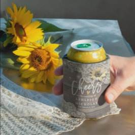 Hochzeitsjubeln zur Liebe Holz Lace Sonnenblumen L Dosenkühler