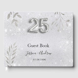 Hochzeitsjubiläum 25 Jahre silbernes Laub Gästebuc Gästebuch