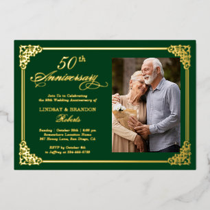 Hochzeitsjubiläum Damask Luxuriöser Goldfilm Folieneinladung