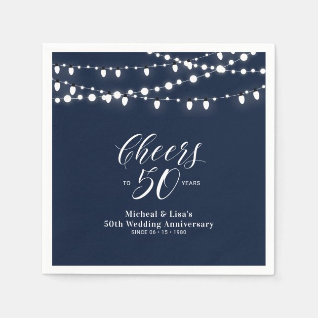 Hochzeitsjubiläum der Navy Blue Lights Classic Serviette (Vorderseite)