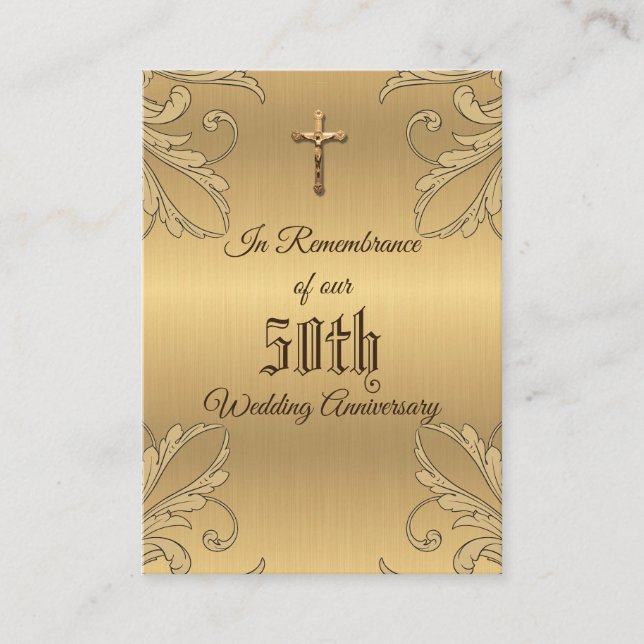 Hochzeitsjubiläum Gunst Golden Cross Holcard Visitenkarte (Vorderseite)