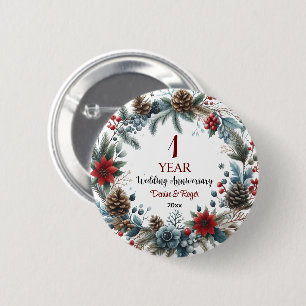 Hochzeitsjubiläum Hochzeitsfeier Eleganter Winter Button