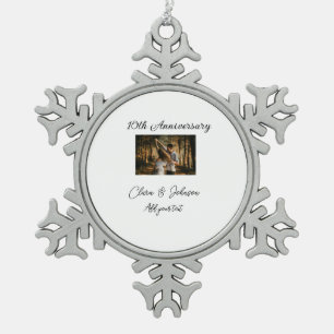 Hochzeitsjubiläum Namensjahrstext hinzufügen Schneeflocken Zinn-Ornament