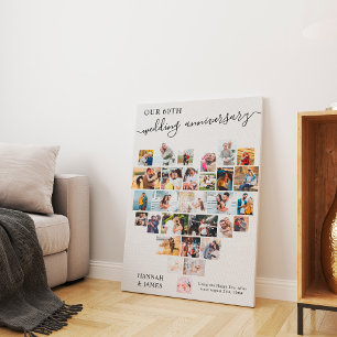 Hochzeitsjubiläum Schrift Herz Foto Collage Leinwanddruck