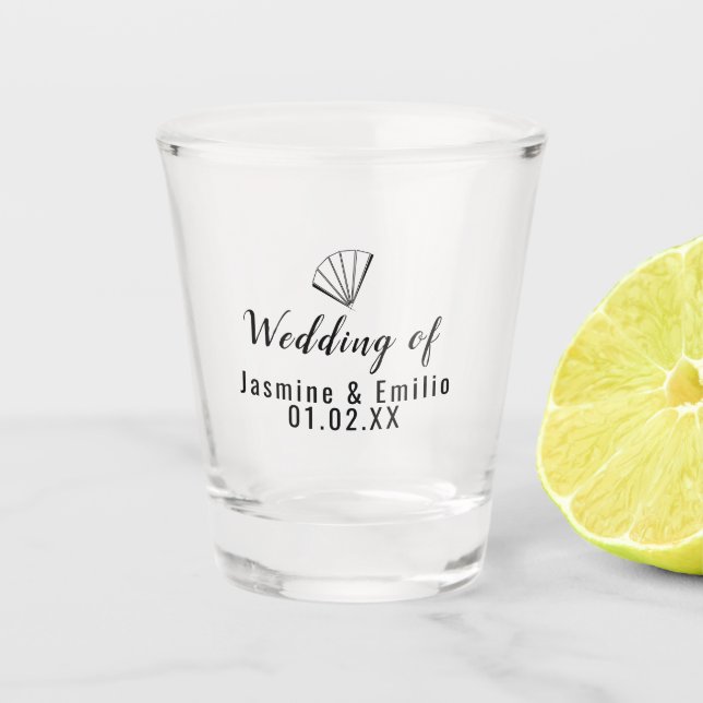 Hochzeitskaffee für asiatische Fanlogos Schnapsglas (Vorderseite)