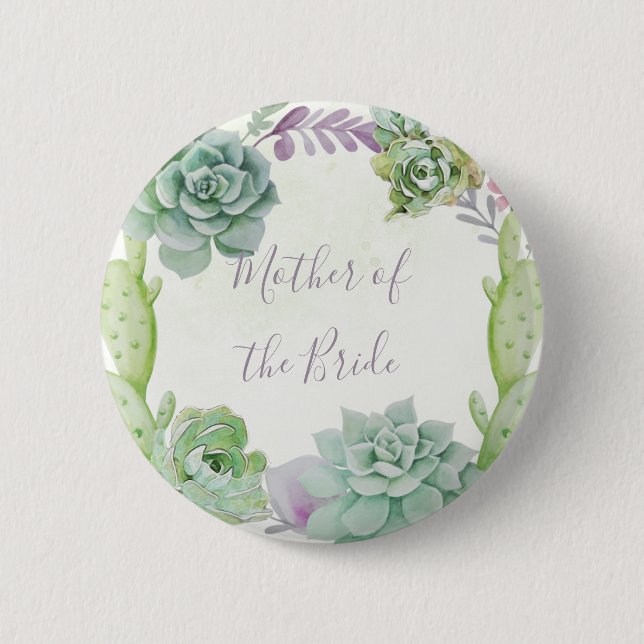 Hochzeitskakteen Sukkulents Mutter der Braut Button (Vorderseite)