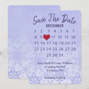 Hochzeitskalender "Datum speichern" Lila Schneeflo Einladung