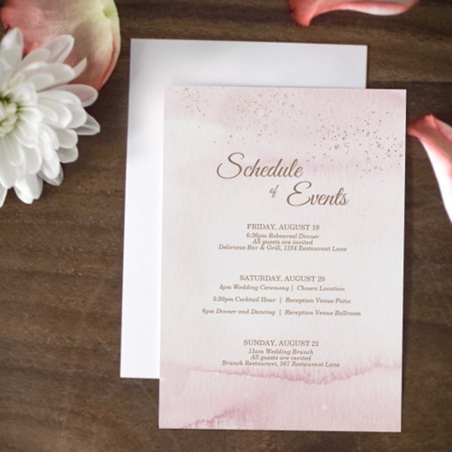 Hochzeitskalender für Rosa Aquarellgolden Begleitkarte (Von Creator hochgeladen)