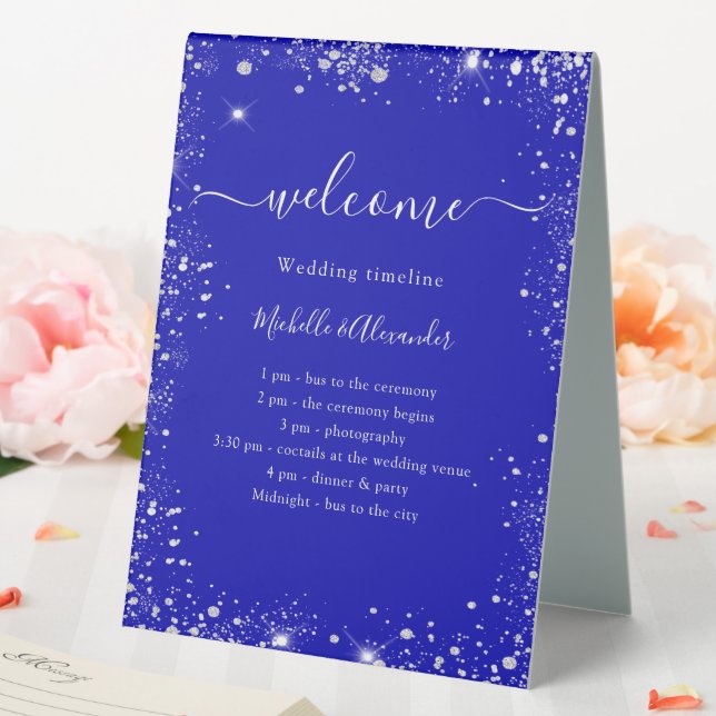 Hochzeitskalender für Royal Blue Glitzer Tischaufsteller (In Situ (Hochzeit))