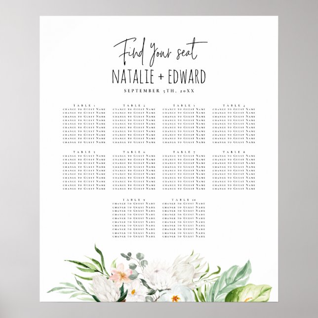 Hochzeitskalender für tropische Wasserfarben Poster (Vorne)