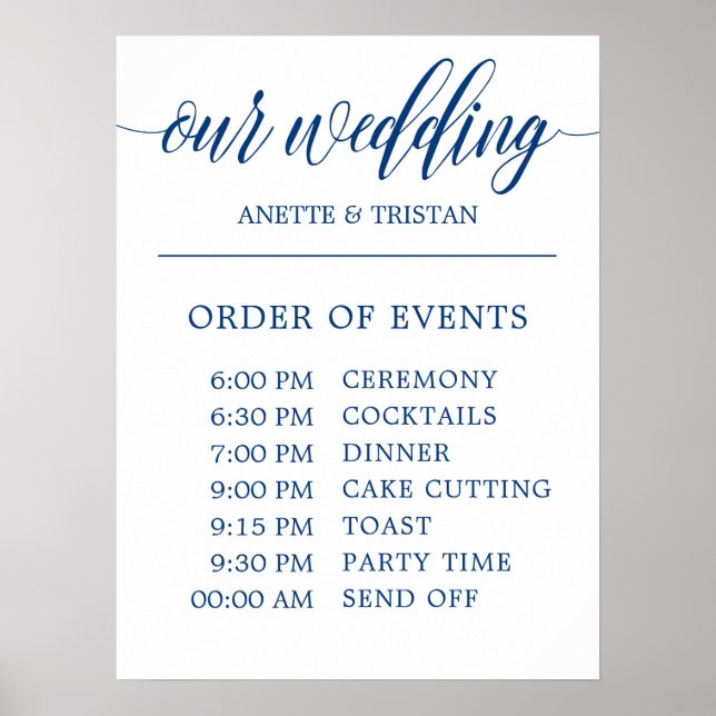 Hochzeitskalender Unterzeichnung in Navy Blue Call Poster (Vorne)