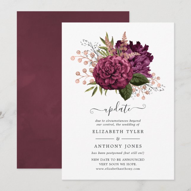 Hochzeitskalender von Marsala & Rose Einladung (Vorne/Hinten)