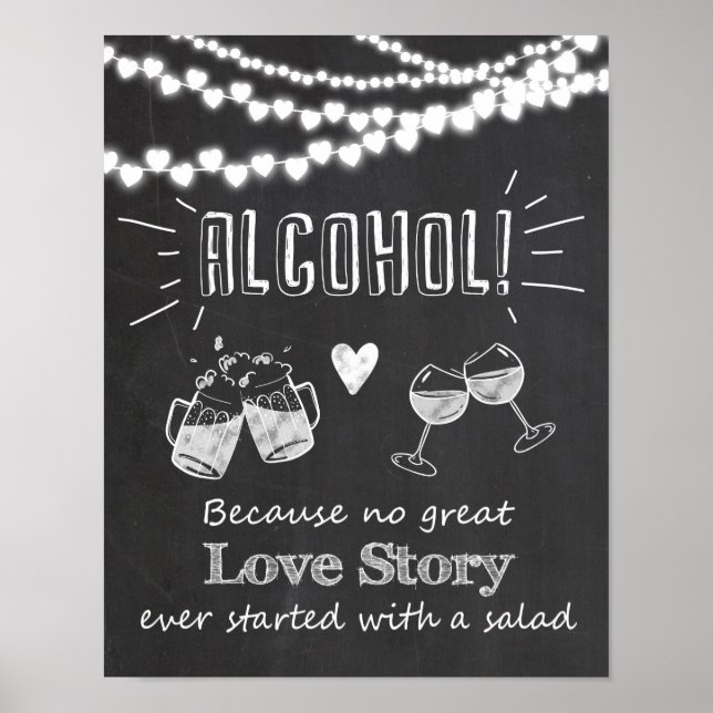 Hochzeitskalkboard für Alkohol - eine großartige G Poster (Vorne)