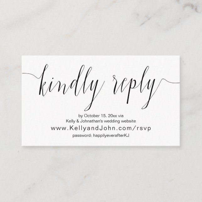 Hochzeitskalligrafie, Schwarz, Online-Abendessen U Begleitkarte (Vorderseite)