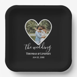 Hochzeitskalligraphie Foto Schwarzes Herz Rahmen M Pappteller