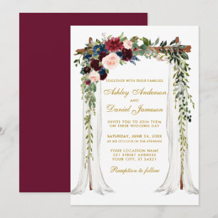 Hochzeitskanopie Arch Gold Wasserfarben Einladung