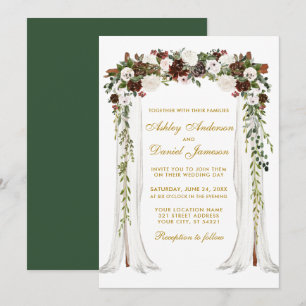 Hochzeitskanopie Gold Aquarell Grünwald Blüte Einladung