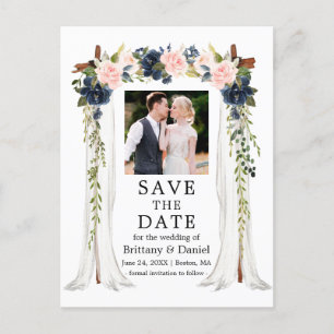 Hochzeitskanopie Pink Dusty Blau Foto Ankündigungspostkarte