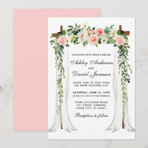 Hochzeitskanopie Wasserfarbe Blumenrosa Rosa Einladung