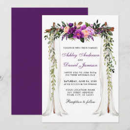 Hochzeitskanopie Wasserfarbe Lila Blüte Einladung