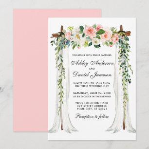 Hochzeitskanopie Wasserfarbe Rosa Blütenblüte Einladung