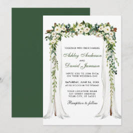 Hochzeitskanopie Wasserfarbe Weiße Blüte Einladung