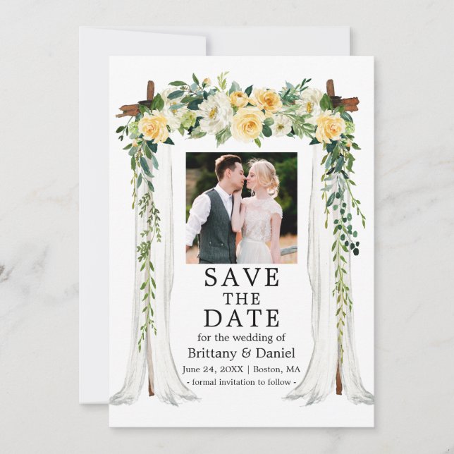 Hochzeitskanopie Wasserfarbiges Foto Save The Date (Vorderseite)