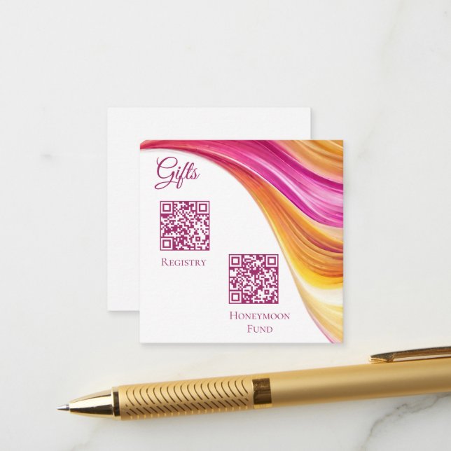 Hochzeitskanzlei-modern-rosa Gelb- Begleitkarte (Vorderseite/Rückseite Beispiel)