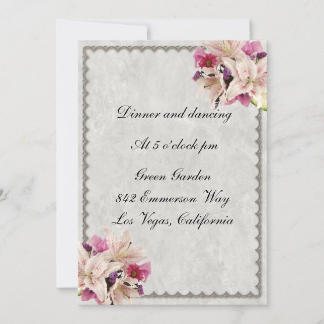 Hochzeitskarte aus weißem Lilienflor Einladung (Vorderseite)