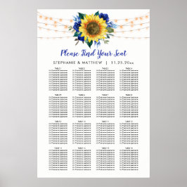 Hochzeitskarte Blauer Blütenblume Poster