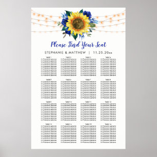 Hochzeitskarte Blauer Blütenblume Poster