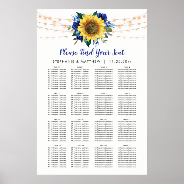 Hochzeitskarte Blauer Blütenblume Poster (Vorne)