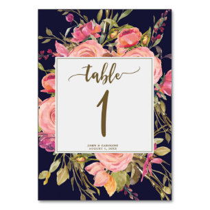 Hochzeitskarte boho blumenschiff Tischnummer